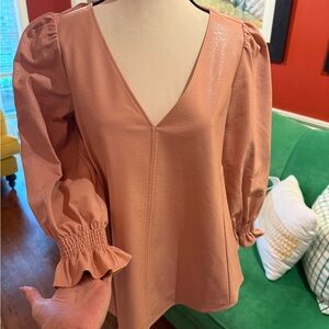 Tuckernuck V-Neck Blouse in Soft Pink